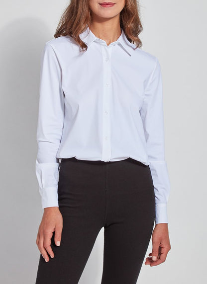 Connie Slim Button Down Blouse in white by Lysse