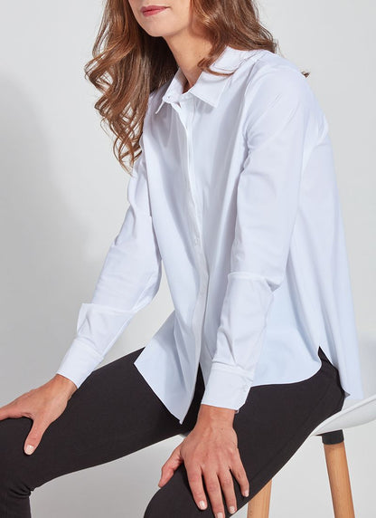 Connie Slim Button Down Blouse in white by Lysse