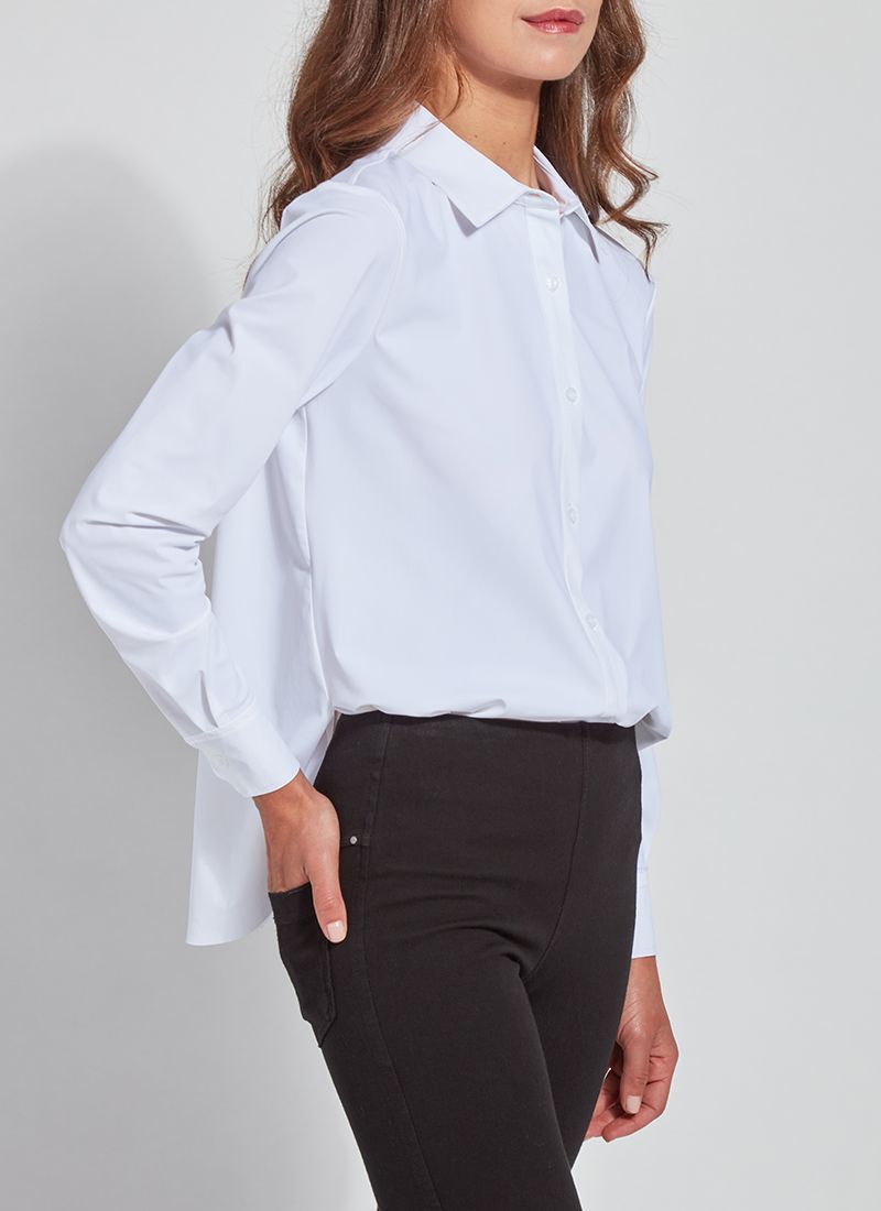 Connie Slim Button Down Blouse in white by Lysse