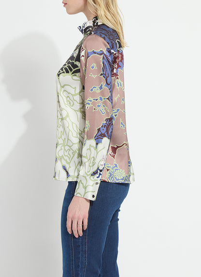 Seraphina Mock Neck Blouse in antique garden by Lysse