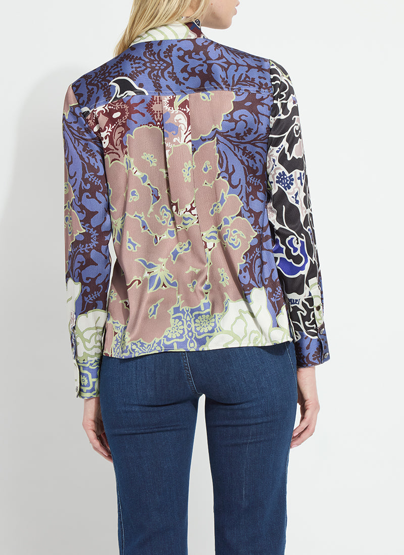 Seraphina Mock Neck Blouse in antique garden by Lysse