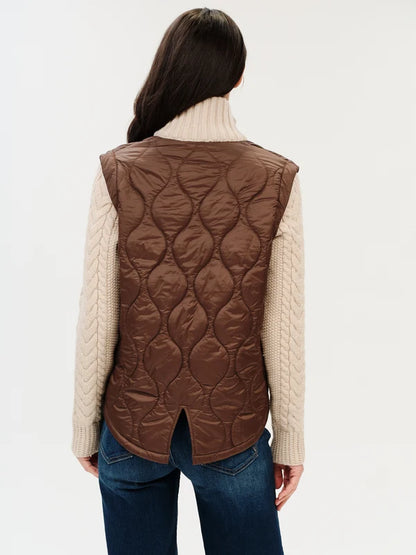 Melanie Mixed Media Jacket in brown by Six Fifty