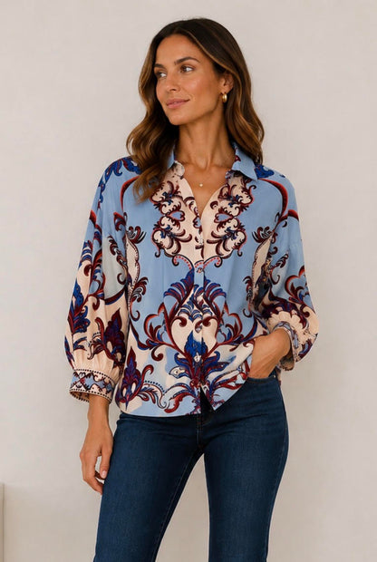 Elsa Printed Top in arabesque by Maude Vivante