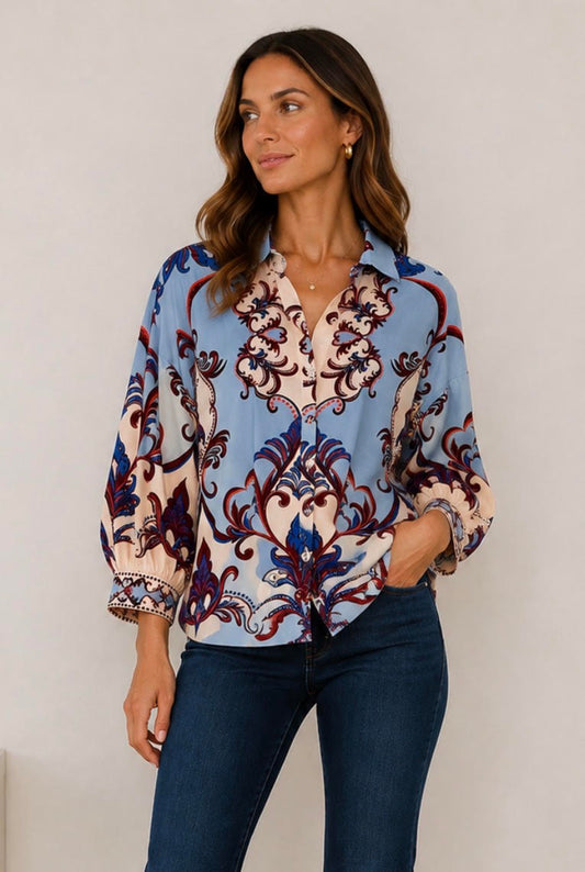 Elsa Printed Top in arabesque by Maude Vivante