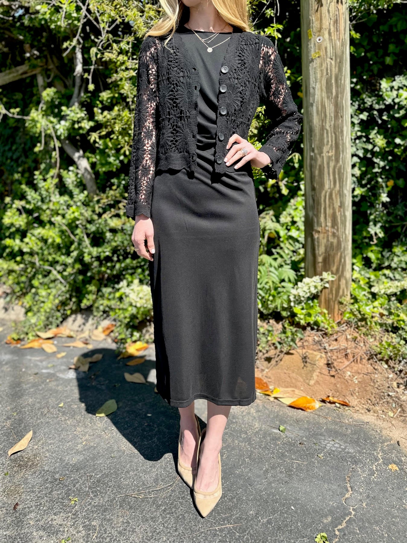 Crochet Cardigan in black by Esqualo