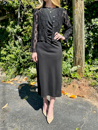 Crochet Cardigan in black by Esqualo