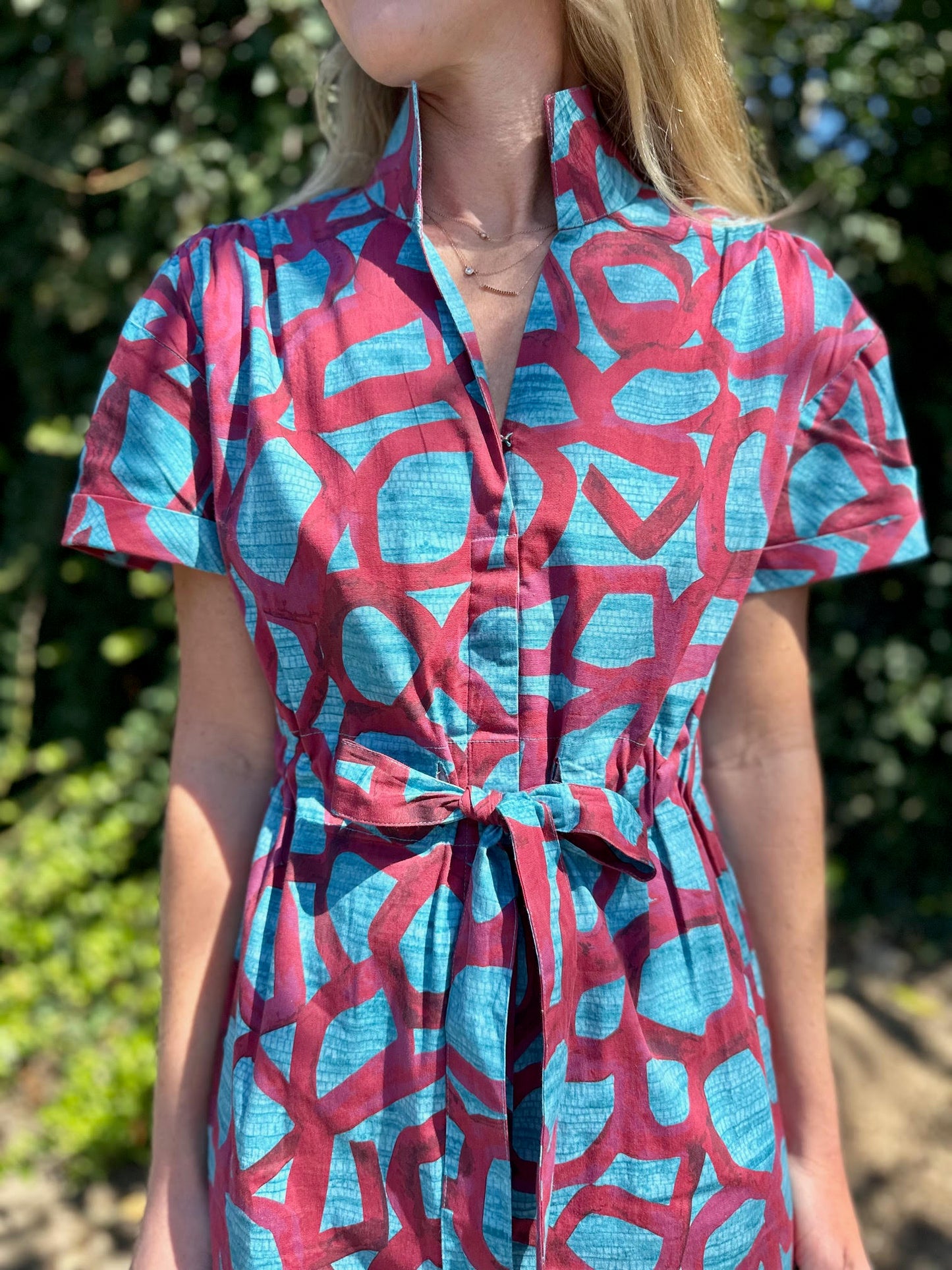 Bria Dress with Sash in garnet swirl by Holly Shae
