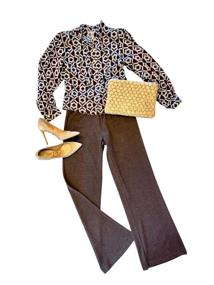 Printed Blouse in bow warm cacao by Esqualo