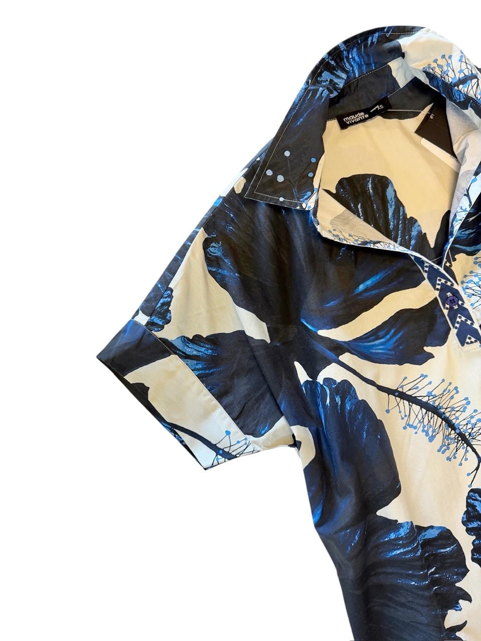 Anna Dress in indigo lillies by Maude Vivante