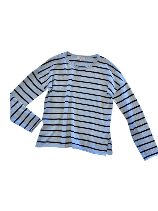 Stripe Crew Sweater in chambray/navy by J. Society