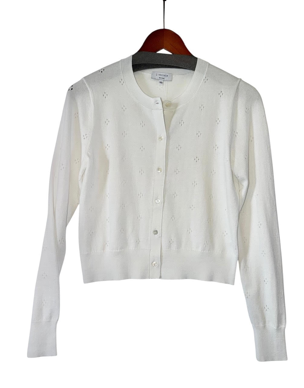 Pointelle Cardi in white by J. Society