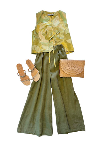 Hensley Linen Pant in aloe olive by Velvet Heart