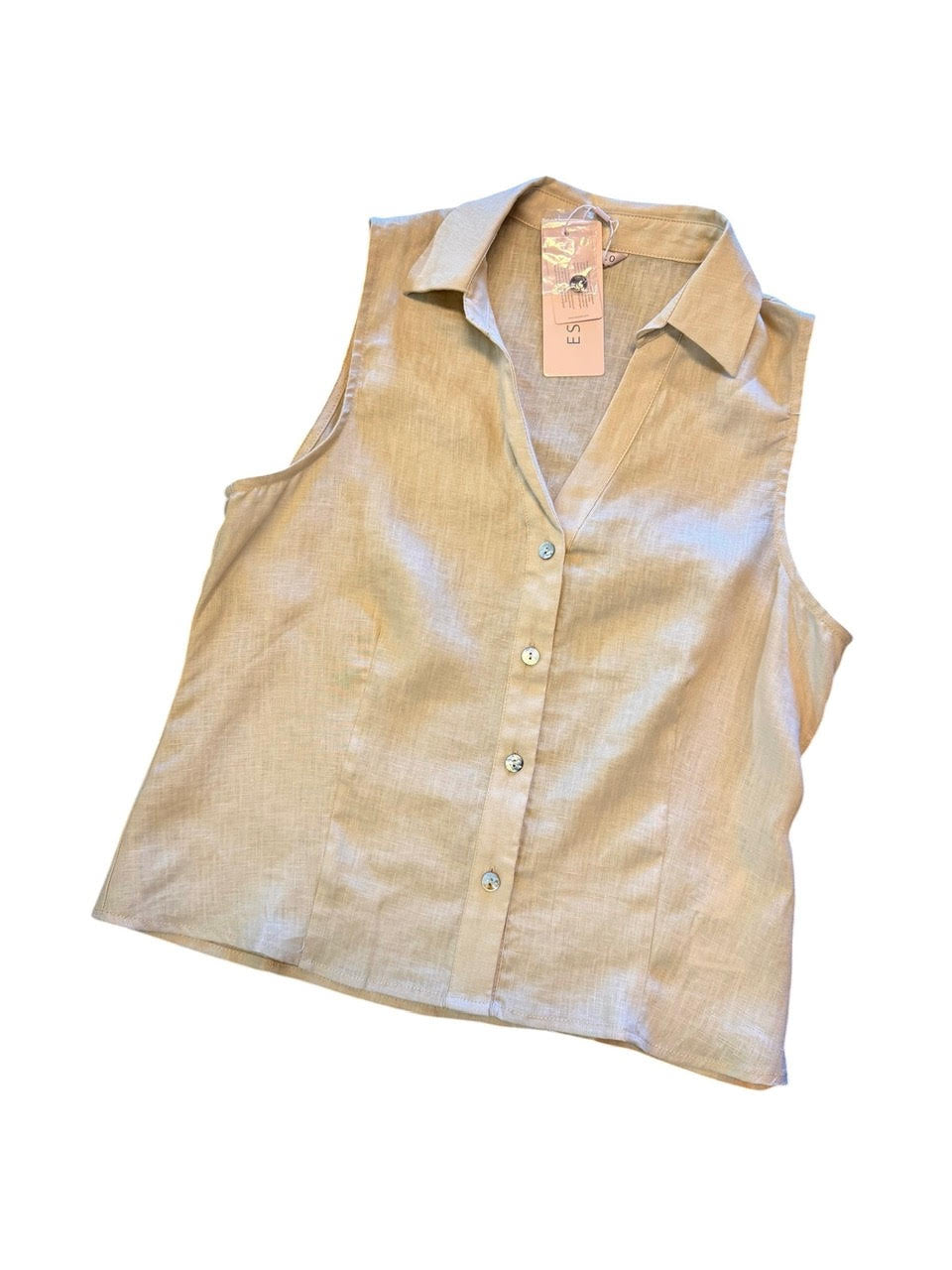 Sleeveless Linen Blouse in sand by Esqualo