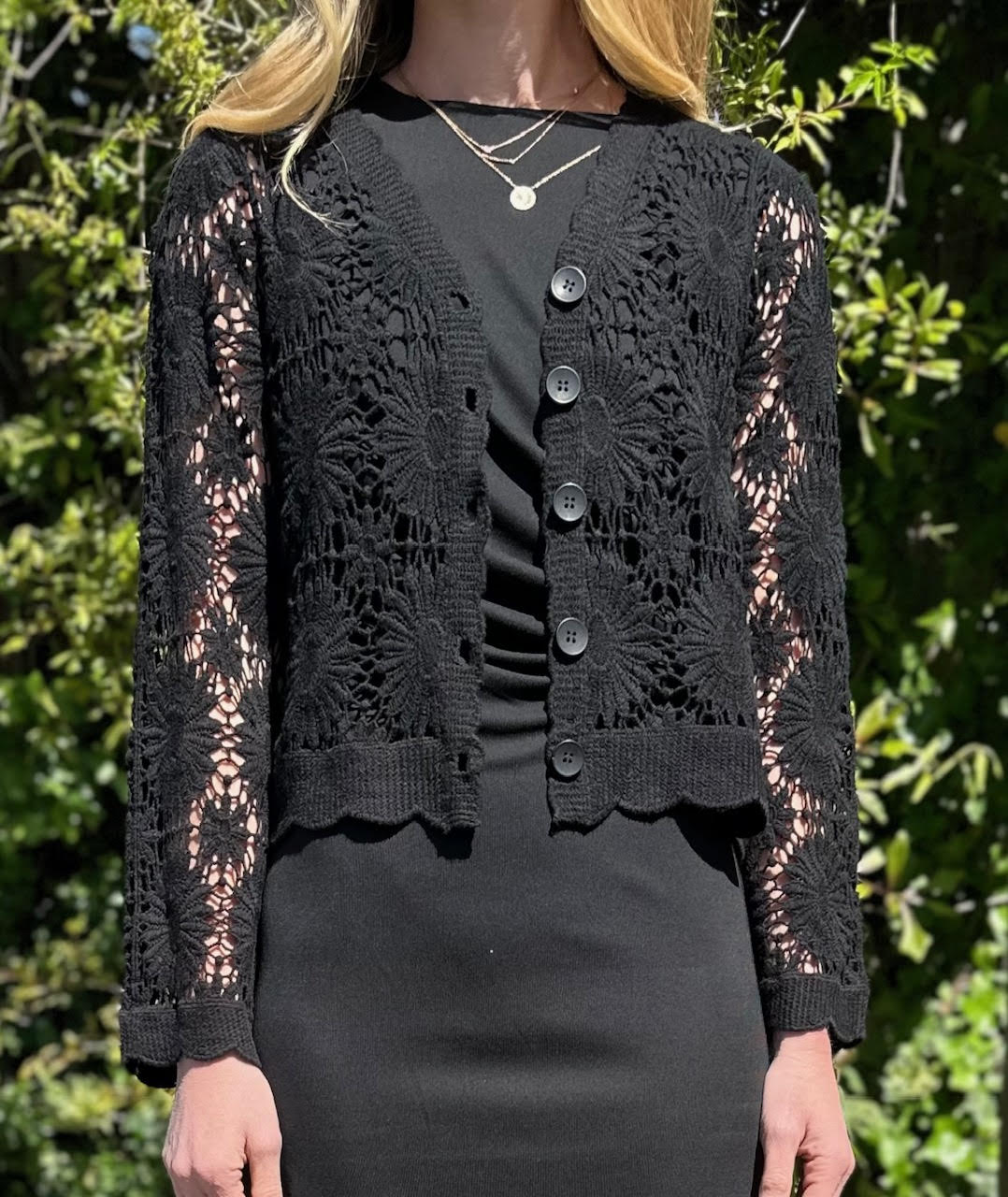 Crochet Cardigan in black by Esqualo