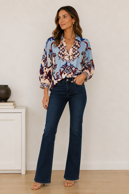 Elsa Printed Top in arabesque by Maude Vivante