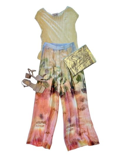 Printed Wide Leg Pants in multi by B-YU