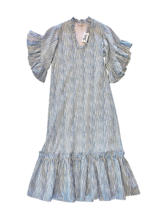 Soleil Print Dress in blue stripe by Fitzroy & Willa