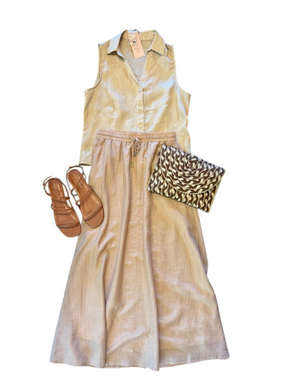 Sleeveless Linen Blouse in sand by Esqualo