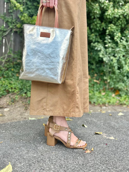 Dorene Ankle Buckle Studded Heel in honey by Carrano