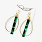 Acrylic Bar on Double Bale Hoop Earring in green marble by Virtue