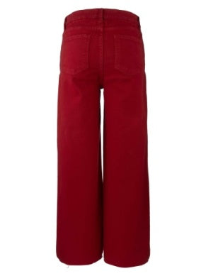 Meg High Rise Wide Leg Raw Hem in ruby red by KUT
