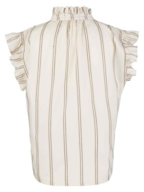 Ronda Ruffle Neck Top in cream by KUT