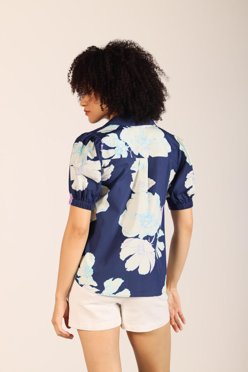 Kate Floral Printed Top in ink by Maude Vivante
