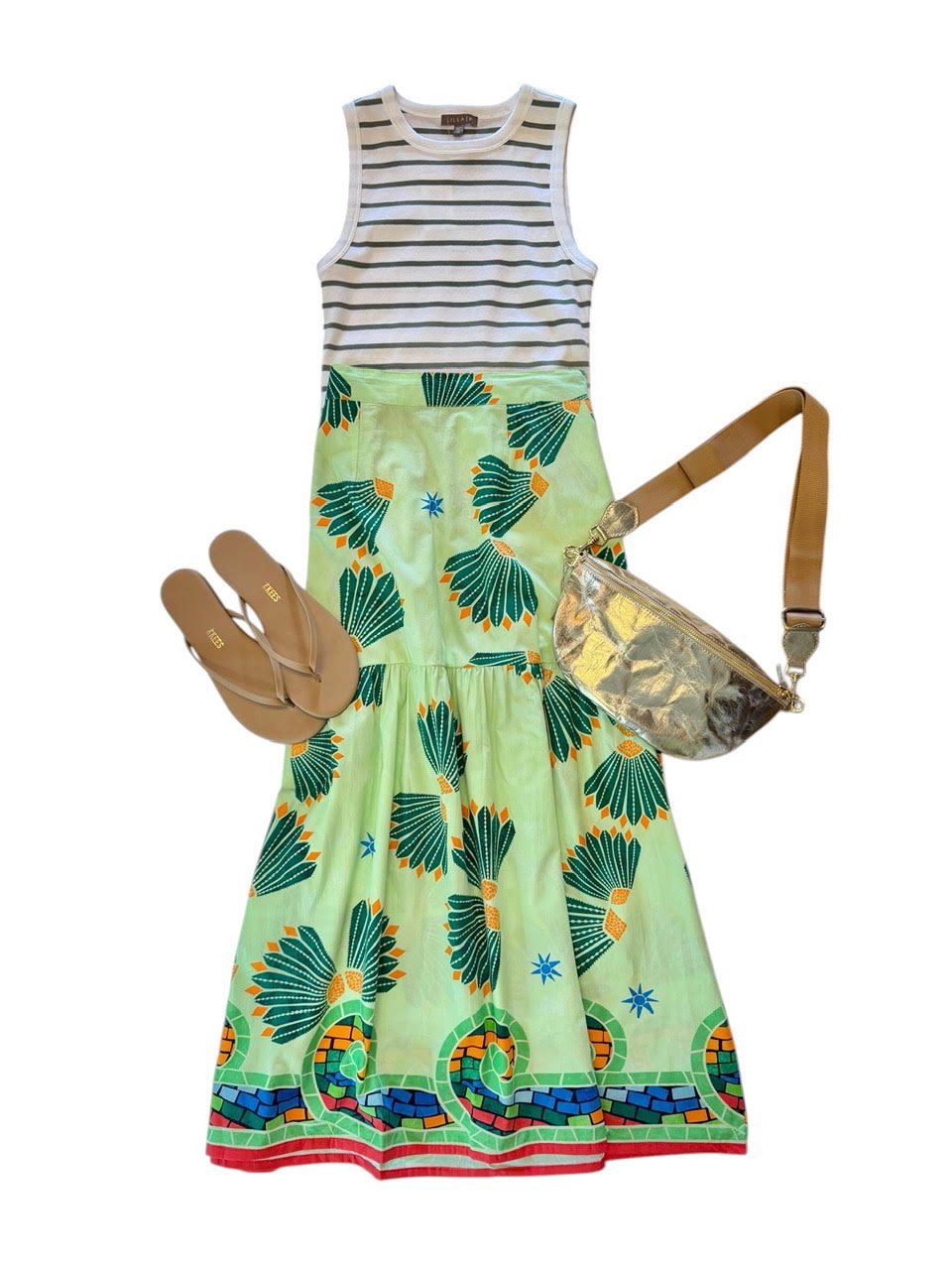 Ada Printed Skirt in mint shell by Maude Vivante