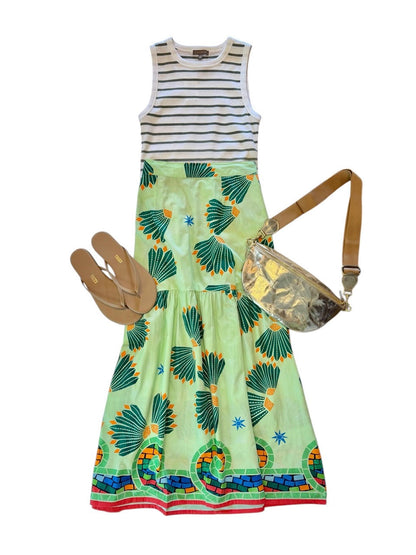 Ada Printed Skirt in mint shell by Maude Vivante