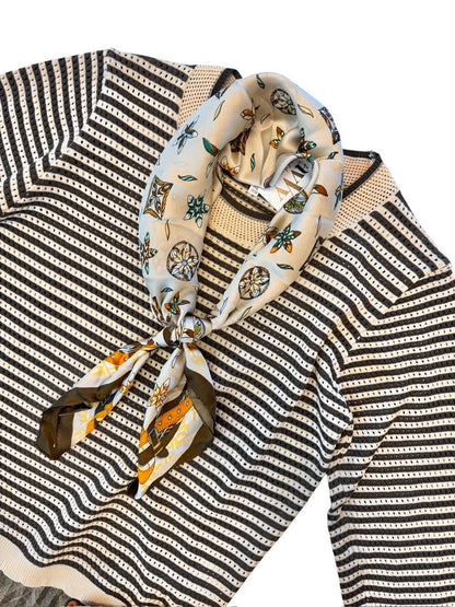 Cori Top in cocoa ivory stripe by dRA