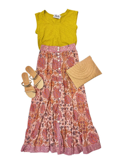 Promenade Maxi Skirt in estate print by La Plage