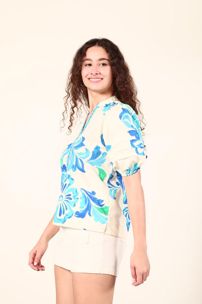 Raya Top in ocean bloom by Maude Vivante