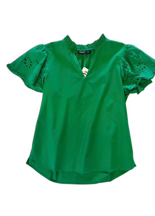 Dani Top with Eyelet Sleeve in fern by Maude Vivante