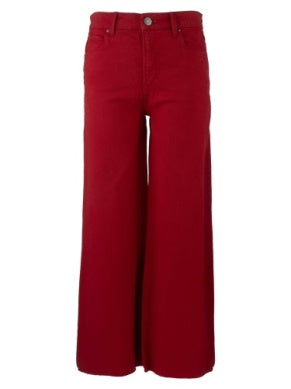 Meg High Rise Wide Leg Raw Hem in ruby red by KUT