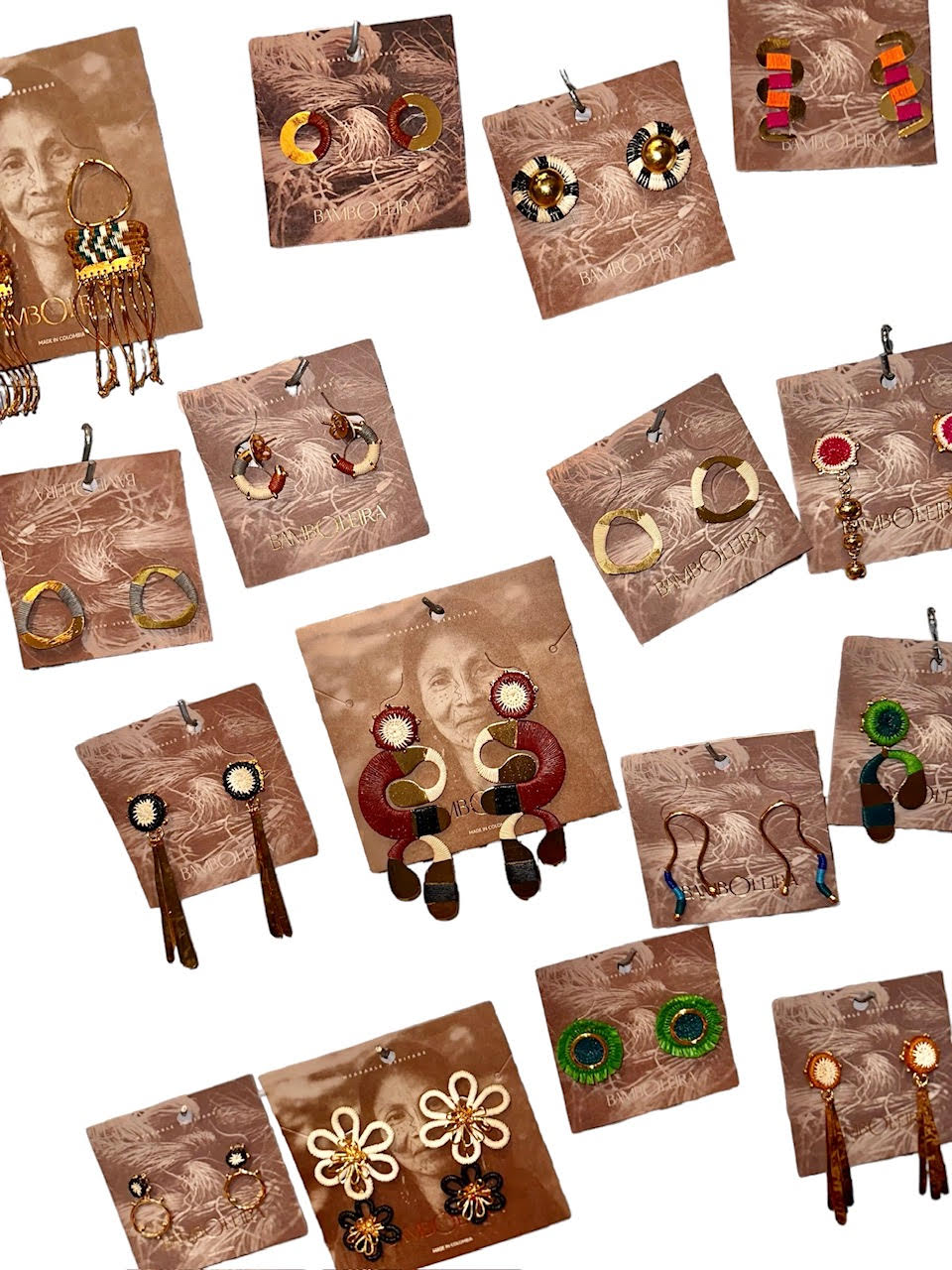 Barlovento Mini Earrings in honey/forest green/natural by Bamboleira