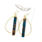 Acrylic Bar on Double Bale Hoop Earring in blue/brown marble by Virtue