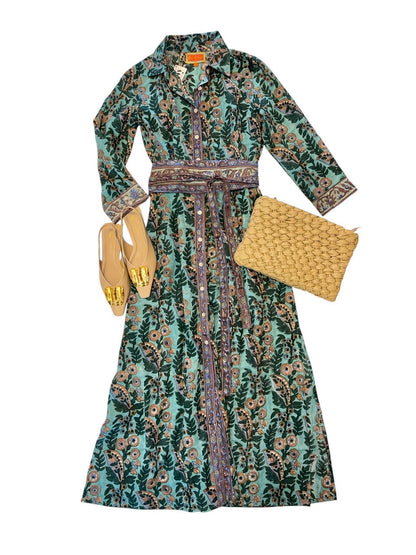 Kate Shirtdress in stalk floral print by La Plage