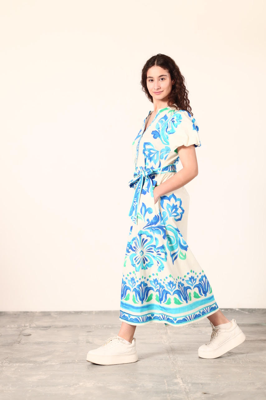 Nova Dress in ocean bloom by Maude Vivante