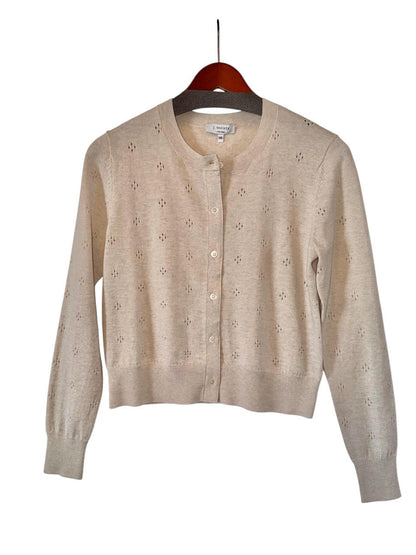 Pointelle Cardi in oatmeal by J. Society