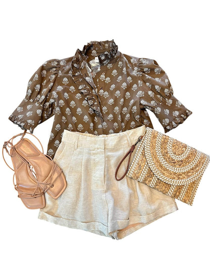 Westport Top in brown leaf by NavyBleu
