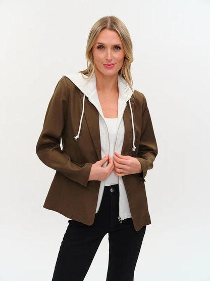 Drew Blazer with Sweatshirt Insert in olive by Six Fifty