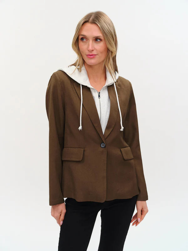 Drew Blazer with Sweatshirt Insert in olive by Six Fifty
