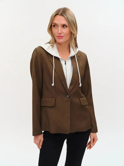 Drew Blazer with Sweatshirt Insert in olive by Six Fifty