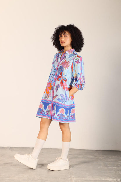 Ava Dress in azure safari by Maude Vivante