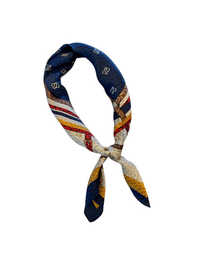 Multi Printed Silky Bandana scarf in navy