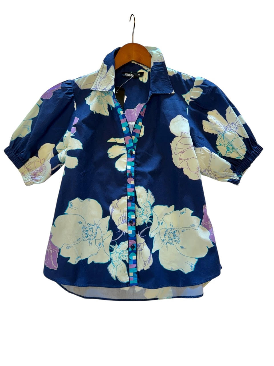 Kate Floral Printed Top in ink by Maude Vivante