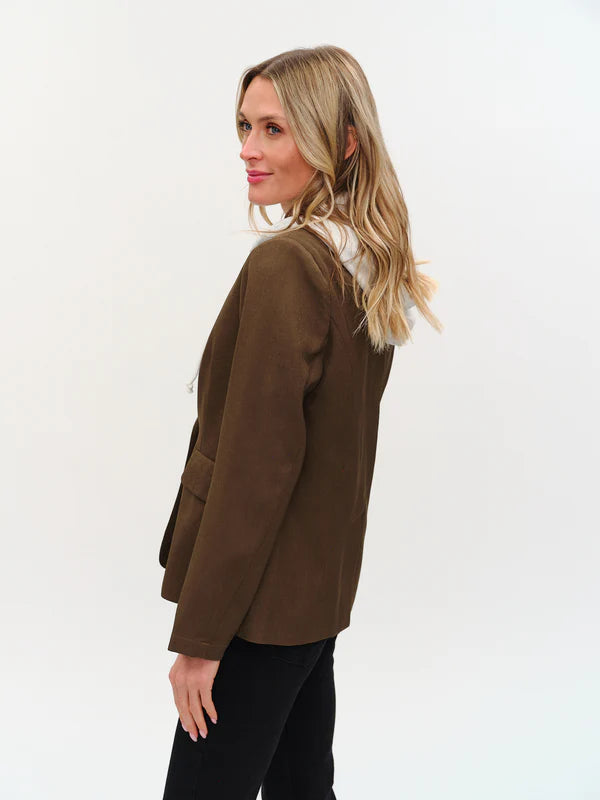 Drew Blazer with Sweatshirt Insert in olive by Six Fifty