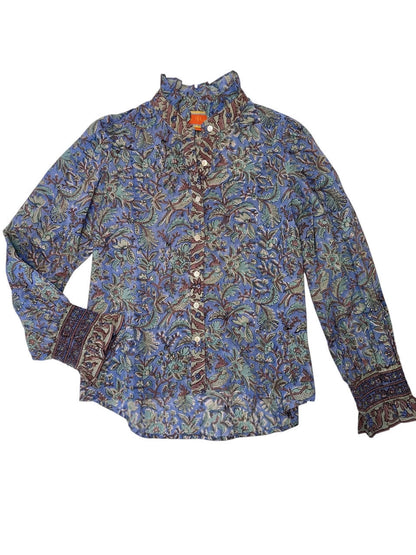 Thursday Longsleeve Top in bird floral blue by La Plage