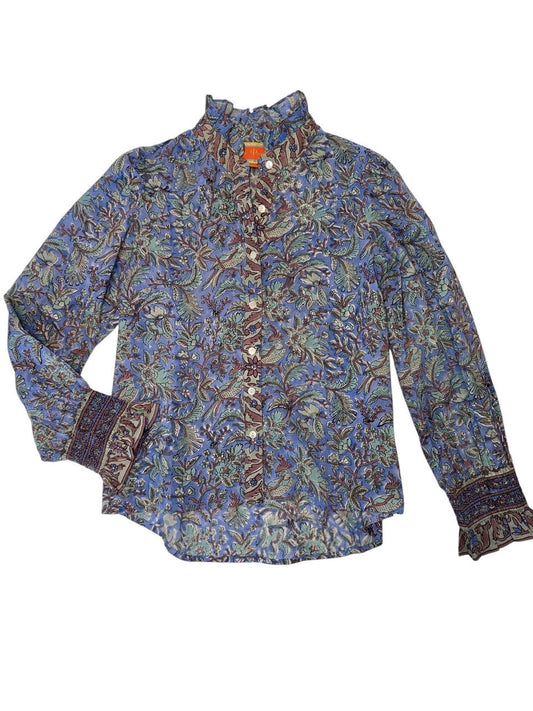 Thursday Longsleeve Top in bird floral blue by La Plage