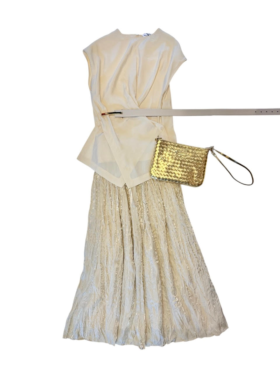 Short Sleeve Drape Blouse in latte by Ottod'Ame